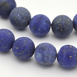 Lapis Lazuli Natural Lapis Lazuli Round Beads Strands, Frosted, Dyed, 6mm, Hole: 1mm, about 63pcs/strand, 15.3 inch