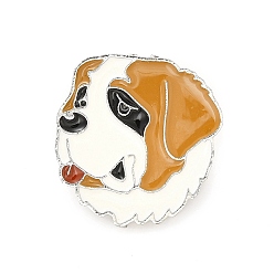 Собака Эмалированная булавка с латунными защелками-бабочками, значок сплава для одежды рюкзака, ул. Бернард, 25.5x24x10 мм, штифты : 1.1 мм