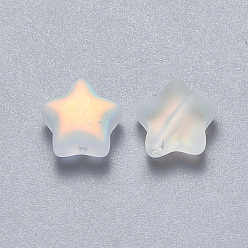 Blanc Fumé Perles de verre imprimées , de couleur plaquée ab , givré, étoiles, fumée blanche, 8x8.5x4mm, Trou: 1mm