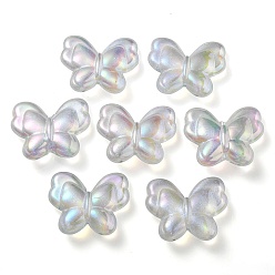 Light Cyan UV Plating Luminous Transparent Acrylic Beads, Glow in The Dark, Butterfly, Light Cyan, 25x30x8.5mm, Hole: 2mm