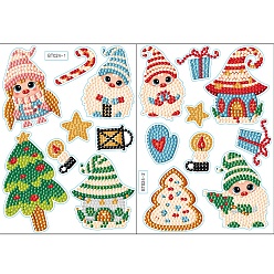 Santa Claus DIY Diamond Painting Sticker Kits, including PVC Self Adhesive Sticker, Resin Rhinestones, Diamond Sticky Pen, Tray Plate and Glue Clay, Santa Claus, 180x130mm, 2 sheets