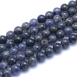 Iolita Hilos de perlas naturales de iolita / cordierita / dicroita, rondo, 8~8.5 mm, agujero: 0.8 mm, sobre 50 unidades / cadena, 15.55 pulgada (39.5 cm)