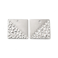 Stainless Steel Color 304 Stainless Steel Pendants, Square Charm, Stainless Steel Color, 22x22x1mm, Hole: 1.6mm