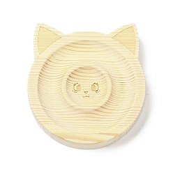 Cat Shape Деревянный браслет из сосны, браслет, кольцо, держатель для дисплея, лоток, Узор кошки, 103x94.5x20 мм, канавка браслета: 40~77мм, кольцо лоток: 33 мм