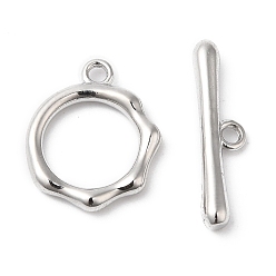Real Platinum Plated Brass Toggle Clasps, Ring, Real Platinum Plated, Ring: 16x13x2mm, Hole: 1.6mm, Bar: 20x5x2mm, Hole: 1.6mm