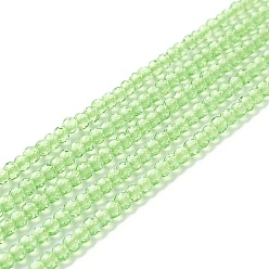 Pale Green Transparent Glass Beads Strands, Faceted, Round, Pale Green, 3mm, Hole: 0.8mm, about 127~139pcs/strand, 14.09~14.53 inch(35.8~36.9cm)