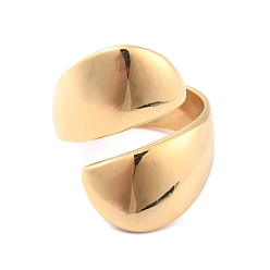 Oro Chapado de iones (ip) 304 anillo de puño de banda lisa de acero inoxidable, anillo abierto ancho para mujer, dorado, tamaño de EE. UU.: 6~9 (16.5~18.9 mm)
