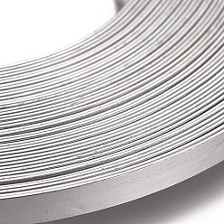 Серебро Плоский алюминиевый провод, широкая плоская ювелирная проволока для изготовления ювелирных изделий, поделки поделки, моделирование или упаковка растений, серебряные, 5x1 мм, около 32.8 футов (10 м) / рулон