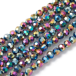 Coloré Perles en verre electroplate, facette, rondelle, colorées, 4x4mm, Trou: 0.9mm, Environ 95 pcs/chapelet, 14.41'' (36.6 cm)