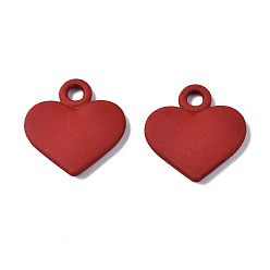 Rouge Pulvériser charmes en alliage peintes, sans cadmium et sans plomb, cœur, rouge, 13x12x1.5mm, Trou: 1.8mm