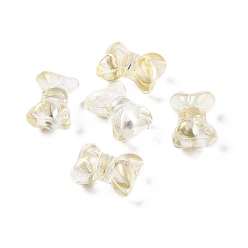 Champagne Yellow Transparent Spray Painted Glass Beads, Bowknot, Champagne Yellow, 10x14x8mm, Hole: 1mm