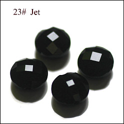 Noir Imitations de perles de cristal autrichien, grade de aaa, facette, plat rond, noir, 12x6.5mm, Trou: 0.9~1mm