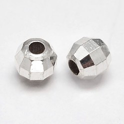 Серебро Граненый круглые 925 серебро бусы, серебряные, 2 мм, Отверстие : 0.8 мм , около 1000 шт / 20 г