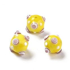 Yellow Handmade Lampwork Beads, Meteor Hammer, Yellow, 13x14.5x18mm, Hole: 1.8mm