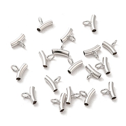 Real Platinum Plated Rhodium Plated 925 Sterling Silver Tube Bails, Loop Bails, Curved Tube, Long-Lasting Plated, Real Platinum Plated, 5.5x7x3mm, Hole: 2mm, Inner Diameter: 1.5mm