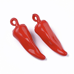 Roja Colgantes de acrílico opacos, pimienta, rojo, 46x14x14 mm, Agujero: 2 mm, sobre 130 unidades / 500 g
