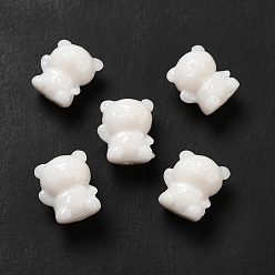 White Opaque Resin Beads, Bear, White, 13x11.5x10mm, Hole: 1.6mm