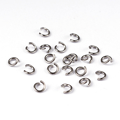 Color de Acero Inoxidable 304 de acero inoxidable anillos del salto abierto, color acero inoxidable, 21 calibre, 4x0.7 mm, diámetro interior: 2.4 mm