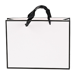 Blanc Sacs en papier rectangle, avec poignées, pour sacs-cadeaux et sacs à provisions, blanc, 21x27x0.6 cm