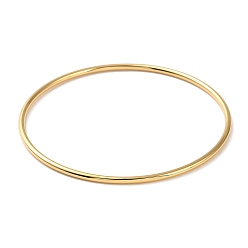 Real 18K Gold Plated Ion Plating(IP) 304 Stainless Steel Simple Plain Bangle for Women, Real 18K Gold Plated, Inner Diameter: 2-3/8 inch(6cm)