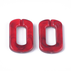 Rouge Anneaux liant acrylique, connecteurs à liaison rapide, pour la fabrication de chaînes de bijoux, style de pierres fines imitation, ovale, rouge, 30.5x20x5mm, trou: 17.5x8 mm, sur: 220 pcs / 500 g