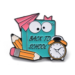 Book Back to School Theme Enamel Pins, Black Alloy Brooch for Backpack Clothes, Book, 28x32x1mm