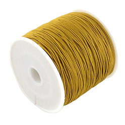 Verge D'or Fil de nylon tressé, cordon de nouage chinois cordon de perles pour la fabrication de bijoux en perles, verge d'or, 0.8 mm, environ 100 mètres / rouleau