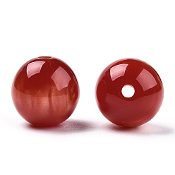FireBrick Resin Beads, Imitation Gemstone, Round, FireBrick, 15mm, Hole: 2~3mm