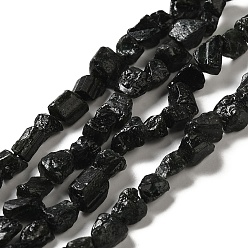 Tourmaline Raw Rough Natural Black Tourmaline Beads Strands, Nuggets, 4.5~12x4.5~8x4~8mm, Hole: 0.9mm, about 63~66pcs/strand, 15.47''~16.34''(39.3~41.5cm)