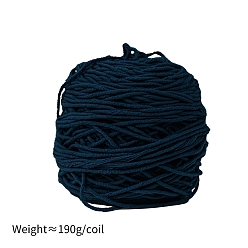 Marina Azul Hilo de algodón con leche de 190g y 8capas para alfombras con mechones, hilo amigurumi, hilo de ganchillo, para suéter sombrero calcetines mantas de bebé, azul marino, 5 mm