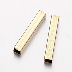 Golden Brass Tube Beads, Golden, 12x2x2mm, Hole: 1x1mm