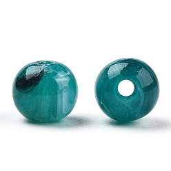 Bleu Vert Perles acryliques de pierres précieuses imitation ronde, sarcelle, 8mm, trou: 2 mm, environ 1700 pcs / 500 g