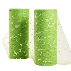 Vert Jaune Rubans de maille déco à paillettes scintillantes benecreat, tissu de tulle, Tissu à carreaux en tulle pour la fabrication de jupe, vert jaune, 6 pouce (15 cm), à propos de 25yards / roll (22.86m / roll)