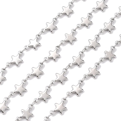 Stainless Steel Color 304 Stainless Steel Decorative Chains, Soldered, with Star Connector, Stainless Steel Color, 11x6x1.5mm