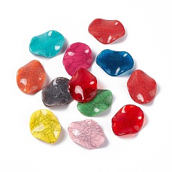 Mixed Color Crackle Opaque Acrylic Beads, Imitation Turquoise, Oval, Mixed Color, 34~34.5x26x5mm, Hole: 2mm, about 167pcs/500g