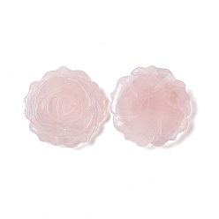 Quartz Rose Naturel a augmenté pendentifs en quartz, charmes de fleurs, 33~33.5x7mm, Trou: 1mm