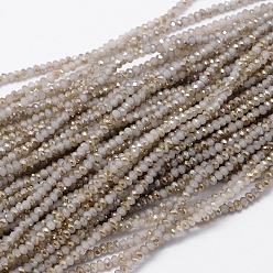 Gainsboro Faceted Rondelle Half Rainbow Plated Electroplate Glass Beads Strands, Gainsboro, 2.8~3x2mm, Hole: 0.8mm, about 200pcs/strand, 15.1 inch