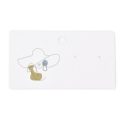 Human Rectangle Cardboard Earring Display Cards, for Jewlery Display, Women Pattern, 9x5x0.04cm, about 100pcs/bag