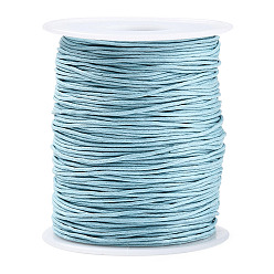 Light Steel Blue Waxed Cotton Thread Cords, Light Sky Blue, 1mm, about 100yards/roll