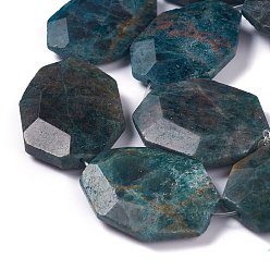 Apatite Faceted Natural Apatite Beads Strands, Oval, 36~41x28~29x7~8mm, Hole: 1.2mm, about 10pcs/strand, 14.96 inch(38cm)