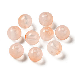 Pêche Perles acryliques transparentes, deux tons, ronde, peachpuff, 7.5x7mm, Trou: 1.8mm, environ: 1900~2000 pcs / 500 g