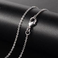 Platinum Brass Necklaces, Cable Chain, with Lobster Clasp, Platinum, 17.72 inch, 1.5mm