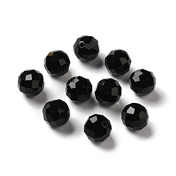 Black Glass Imitation Austrian Crystal Beads, Faceted, Round, Black, 10mm, Hole: 1mm