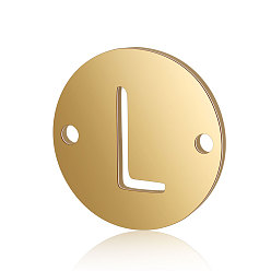 Letter L Titanium Steel Links connectors, Flat Round with Letter, Golden, Letter.L, 12x0.8mm, Hole: 0.8mm