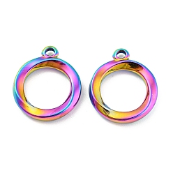 Rainbow Color 304 подвески из нержавеющей стали, кольцо прелести, Радуга цветов, 16x14x2 мм, отверстие : 1.5 мм
