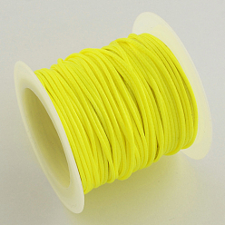 Желтый Корейская вощеной шнуры полиэфирные, желтые, 1 мм, около 10.93 ярдов (10 м) / рулон, 25 рулонов / мешок