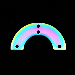 Rainbow Color 201 Stainless Steel Chandelier Components Links, Symmetrical Arc Shape, Laser Cut, Rainbow Color, 12.5x25x1mm, Hole: 1.4mm