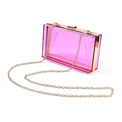 Violet Acrylic Women's Transparent Bags Crossbody Bags, with Iron Chains Shoulder Strap, for Work, Events, Makeup Sturdy Transparent Pocketbook, Rectangle, Violet, 12x18.3x5.4cm