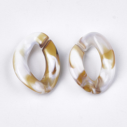 Floral White Acrylic Linking Rings, Quick Link Connectors, For Curb Chains Making, Imitation Gemstone Style, Twist, Floral White, 29x21x6.5mm, Hole: 17x8mm, about 315pcs/500g