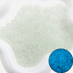 Aqua Luminous Transparent Glass Beads, No Hole Beads, Round, Aqua, 2~2.5mm